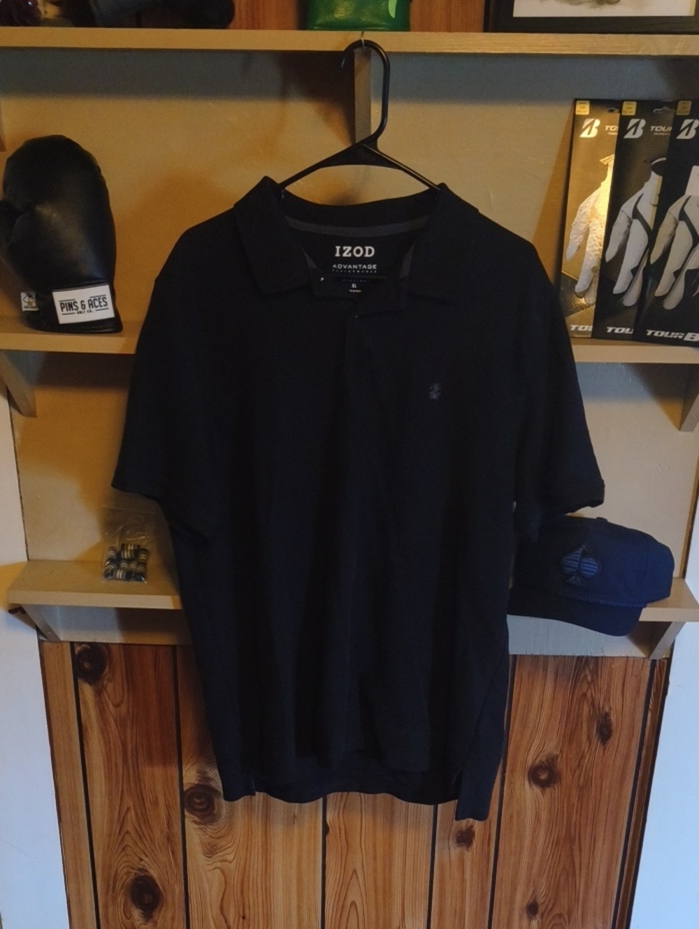 Izod Men's Black Polo Shirt with Subtle Logo